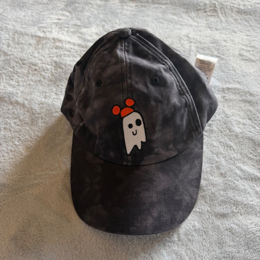 Black Tie Dye Ghost Wearing Mickey Ears Halloween Baseball Cap BOO Hat - AH1518